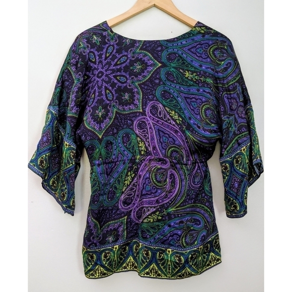 Alice & Trixie 100% Silk Boho Paisley Top - Picture 2 of 7